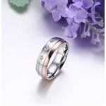 Dámsky snubný prsteň, nerezová oceľ, strieborná/ružová, veľkosť 9