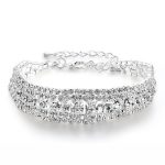 Postriebrený, krištáľový náramok, striebornej farby