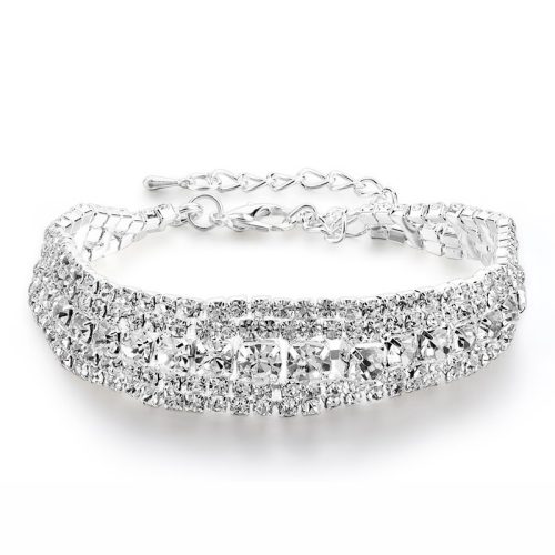 Postriebrený, krištáľový náramok, striebornej farby