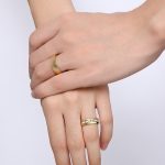 Dámsky snubný prsteň, nerez, zlatý, veľkosť 12