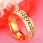 Dámsky snubný prsteň, nerez, zlatý, veľkosť 5