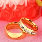 Pánsky snubný prsteň, nerez, zlatý, veľkosť 9