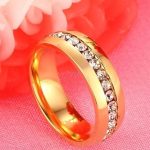 Dámsky snubný prsteň, nerez, zlatý, veľkosť 7