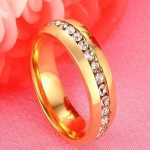 Dámsky snubný prsteň, nerez, zlatý, veľkosť 8