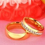 Dámsky snubný prsteň, nerez, zlatý, veľkosť 8