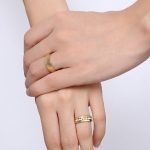 Dámsky snubný prsteň, nerez, zlatý, veľkosť 9