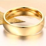 Dámsky snubný prsteň, klasický štýl, nerez, zlatá farba, veľkosť 6