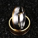 Dámsky snubný prsteň, nerez, zlatý, veľkosť 6