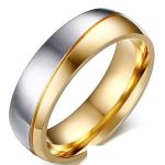 Pánsky snubný prsteň, nerez, zlatý, veľkosť 8