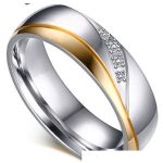 Dámsky snubný prsteň, nerez, zlatý, veľkosť 9