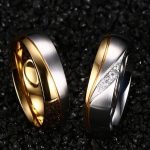 Dámsky snubný prsteň, nerez, zlatý, veľkosť 9