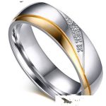 Dámsky snubný prsteň, nerez, zlatý, veľkosť 8