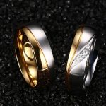 Dámsky snubný prsteň, nerez, zlatý, veľkosť 8