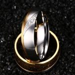 Dámsky snubný prsteň, nerez, zlatý, veľkosť 8