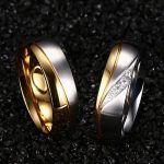 Dámsky snubný prsteň, nerez, zlatý, veľkosť 7