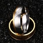 Dámsky snubný prsteň, nerez, zlatý, veľkosť 7