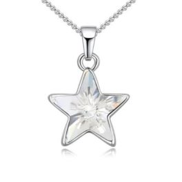   Náhrdelník s príveskom hviezda, zdobený kryštálmi Swarovski, biela