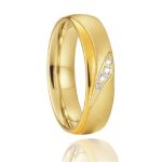 Dámsky snubný prsteň s vlnitým vzorom, nerez, zlatá farba, veľkosť 8