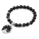 Čierny ónyxový náramok s príveskom strom života