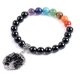 Čierny ónyxový náramok s príveskom strom života a farbami 7 čakier