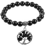 Čierny ónyxový náramok s príveskom strom života