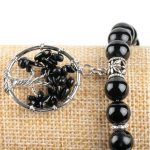 Čierny ónyxový náramok s príveskom strom života