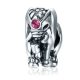 Strieborné kúzlo slona so zirkónovým kryštálom