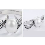 Strieborný prsteň s perlami, veľkosť 8