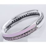 Štrasový strieborný prsteň, ružový, veľkosť 6