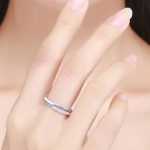 Štrasový strieborný prsteň, ružový, veľkosť 6