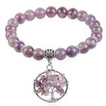 Ametystový náramok s príveskom strom života