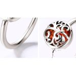 Strieborný prsteň s motívom stromu života, červený, veľkosť 8