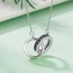 Strieborný náhrdelník s príveskom s dvojitým prsteňom