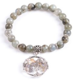 Labradoritový náramok s príveskom strom života