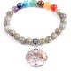 Labradoritový náramok s príveskom strom života a farbou 7 čakier