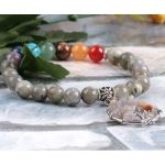 Labradoritový náramok s príveskom strom života a farbou 7 čakier