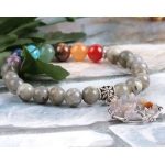 Labradoritový náramok s príveskom strom života a farbou 7 čakier