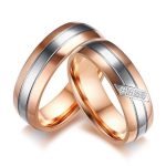 Pánsky snubný prsteň so strieborným prúžkom, nerez, zlatá farba, veľkosť 10