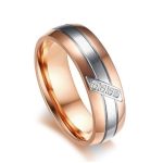 Dámsky svadobný prsteň so strieborným prúžkom, nerez, zlatá farba, veľkosť 6