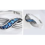 Modrý pletený strieborný prsteň, veľkosť 6