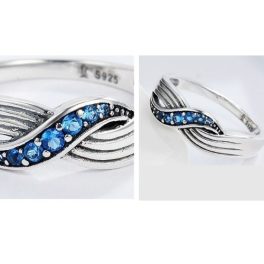 Modrý pletený strieborný prsteň, veľkosť 7