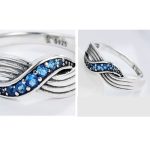 Modrý pletený strieborný prsteň, veľkosť 7
