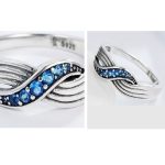 Modrý pletený strieborný prsteň, veľkosť 8