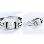 Strieborný prsteň s kamienkami a perlami, veľkosť 7