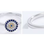 Strieborný prsteň s motívom modrých očí, veľkosť 6