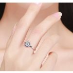 Strieborný prsteň s motívom modrých očí, veľkosť 6