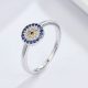 Strieborný prsteň s motívom modrých očí, veľkosť 7