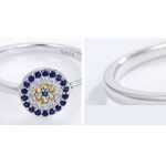 Strieborný prsteň s motívom modrých očí, veľkosť 7