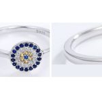 Strieborný prsteň s motívom modrých očí, veľkosť 8