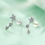 Strieborné náušnice s tromi hviezdičkami